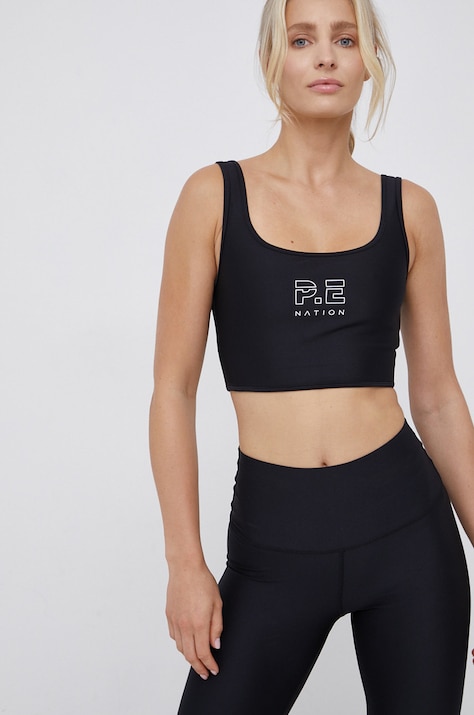 P.E Nation Sutien sport culoarea negru, material neted