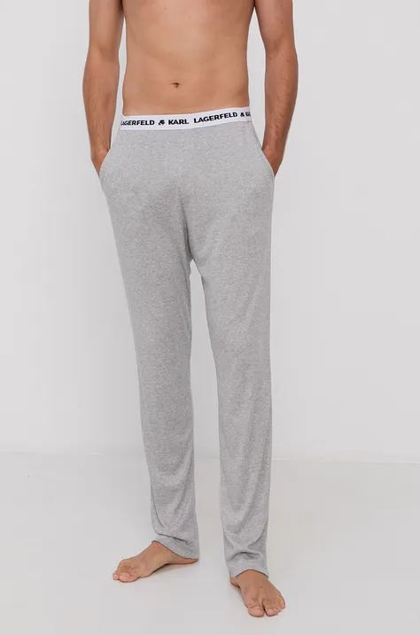 Karl Lagerfeld Pantaloni de pijama bărbați, culoarea gri, material neted