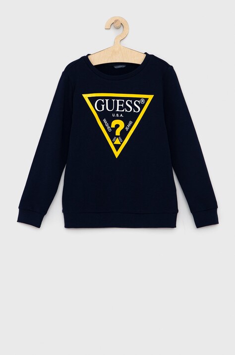 Guess Hanorac de bumbac pentru copii culoarea albastru marin, cu imprimeu