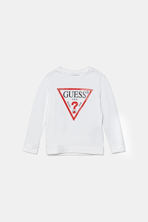 Guess Bluză copii culoarea alb, cu imprimeu
