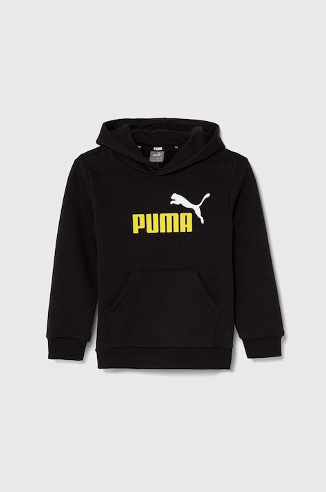 Puma bluza copii culoarea negru, cu glugă, cu imprimeu