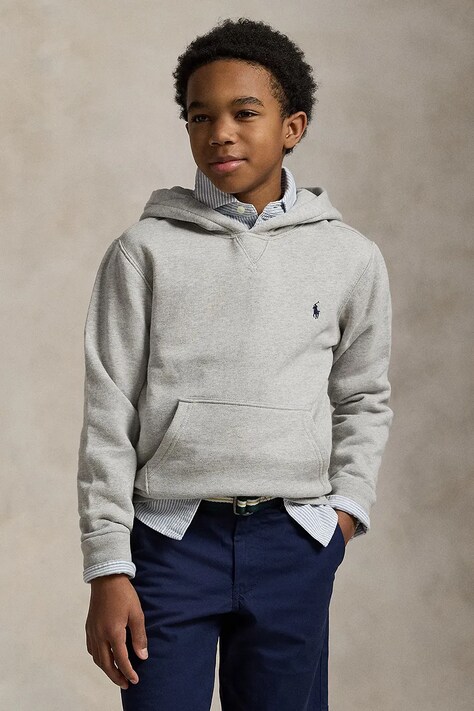 Dječja dukserica Polo Ralph Lauren boja: siva, s kapuljačom