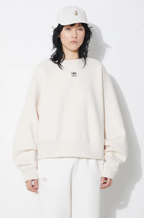 adidas Originals sweatshirt women's beige color smooth