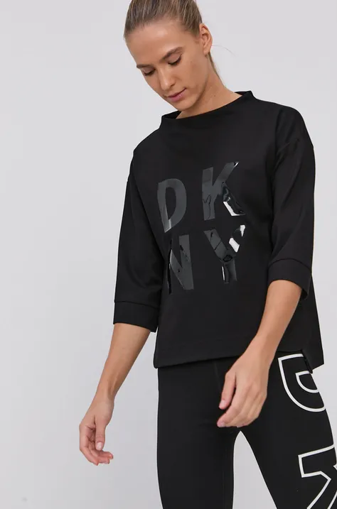 Μπλούζα Dkny γυναικεία, χρώμα: μαύρο