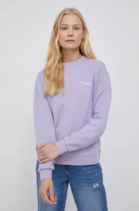 Βαμβακερή μπλούζα Wrangler γυναικεία, χρώμα: μοβ