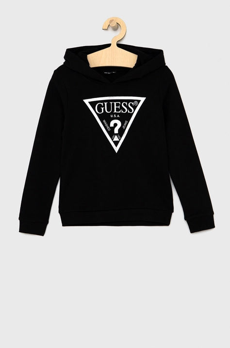 Дитяча бавовняна кофта Guess колір чорний з принтом