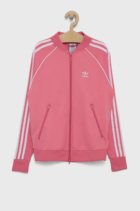 Детская хлопковая кофта adidas Originals H34591 цвет розовый с аппликацией