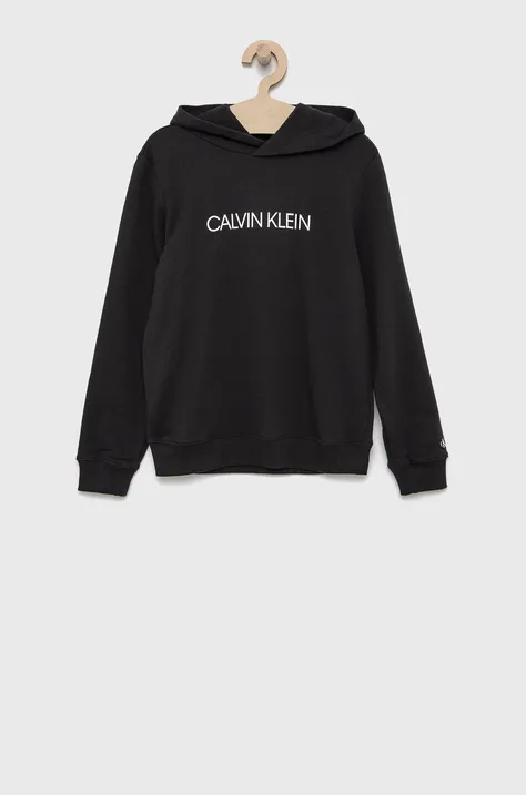 Дитяча бавовняна кофта Calvin Klein Jeans колір чорний з принтом