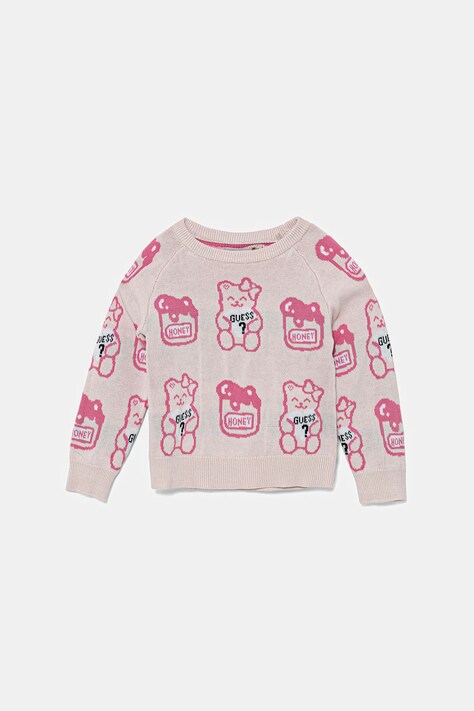 Guess Pulover copii culoarea roz, calduros