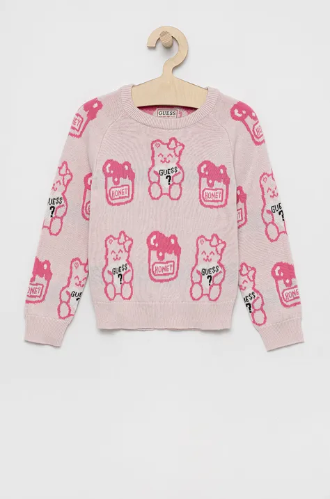 Дитячий светр Guess колір рожевий теплий