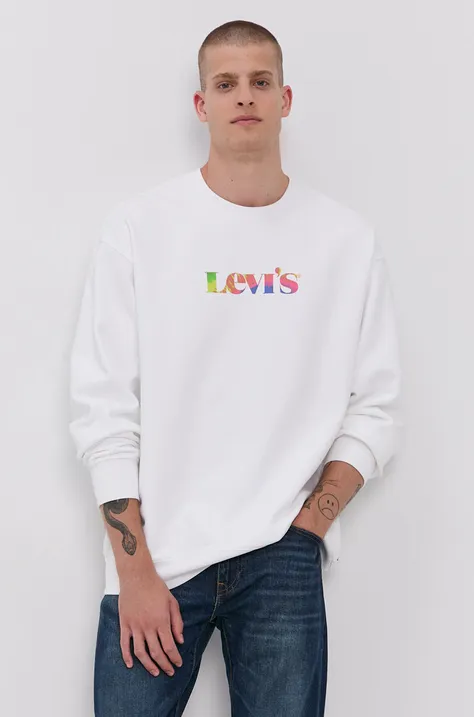 Βαμβακερή μπλούζα Levi's ανδρική, χρώμα: άσπρο