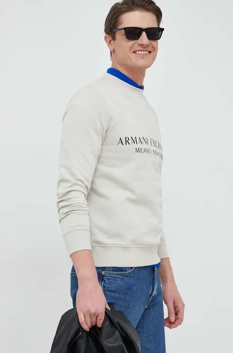 Armani Exchange bluza męska kolor zielony z nadrukiem