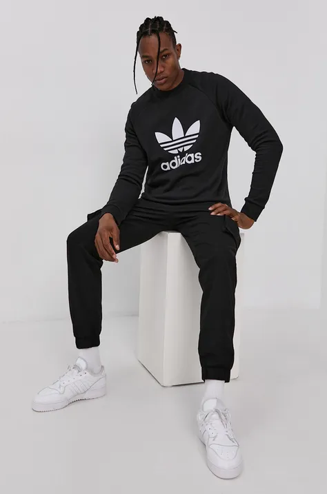 Pamučna dukserica adidas Originals za muškarce, boja: crna, H06651-BLK/WHT