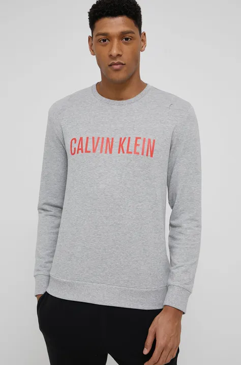 Pyžamové tričko s dlhým rukávom Calvin Klein Underwear šedá farba, jednofarebné
