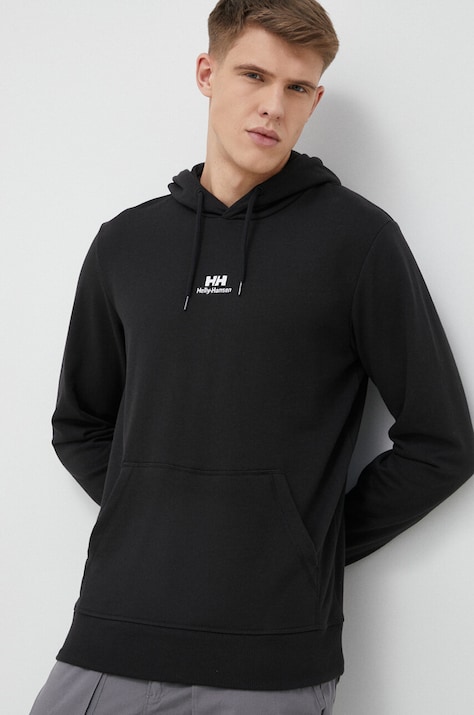 Μπλούζα Helly Hansen YU HOODIE 2.0 χρώμα: μαύρο, με κουκούλα 53582