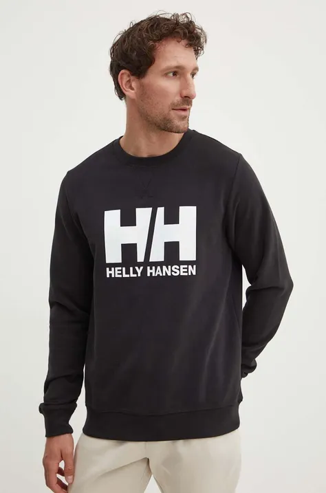 Helly Hansen hanorac de bumbac bărbați, culoarea negru, cu imprimeu 34000