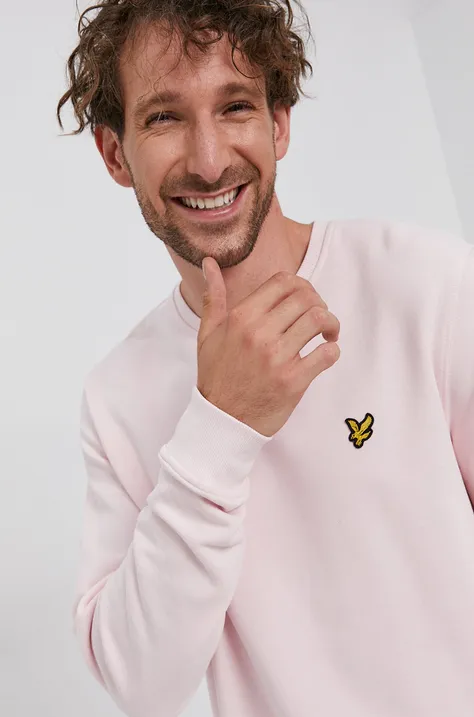 Pamučna dukserica Lyle & Scott za muškarce, boja: ružičasta