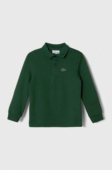 Detská bavlnená košeľa s dlhým rukávom Lacoste zelená farba, jednofarebný