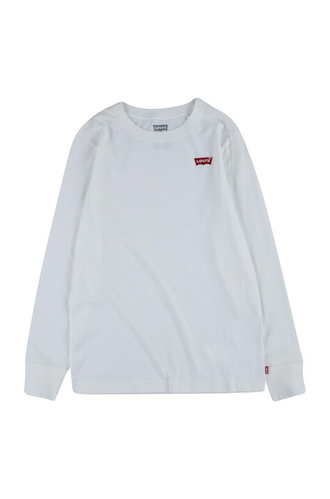 Дитячий лонгслів Levi's колір білий гладкий