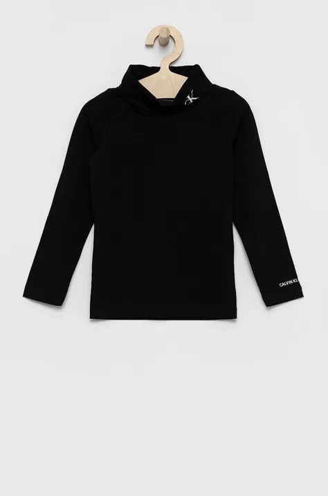 Calvin Klein Jeans Longsleeve copii culoarea negru, cu guler