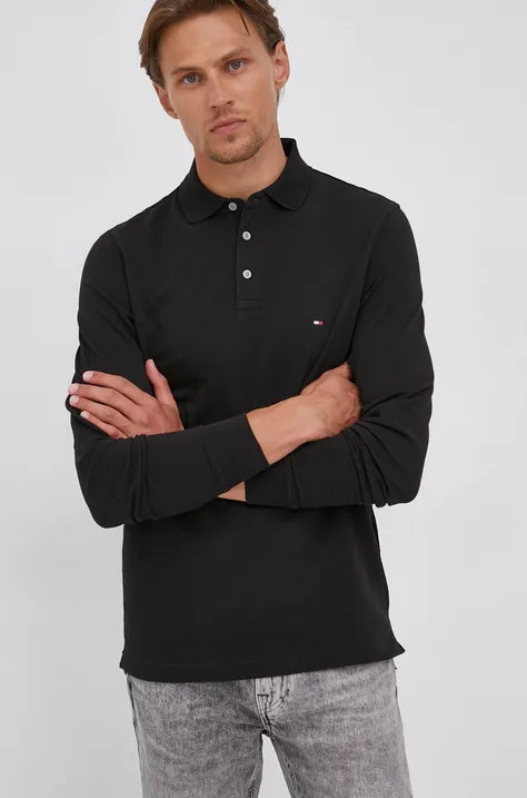 Majica dugih rukava Tommy Hilfiger za muškarce, boja: crna