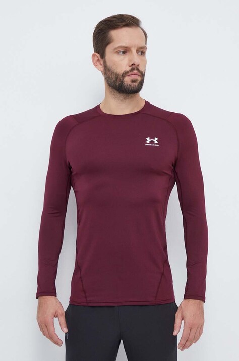Majica z dolgimi rokavi za vadbo Under Armour bordo barva