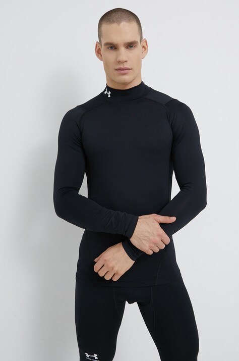 Under Armour Longsleeve 1369606 bărbați, culoarea negru, material neted