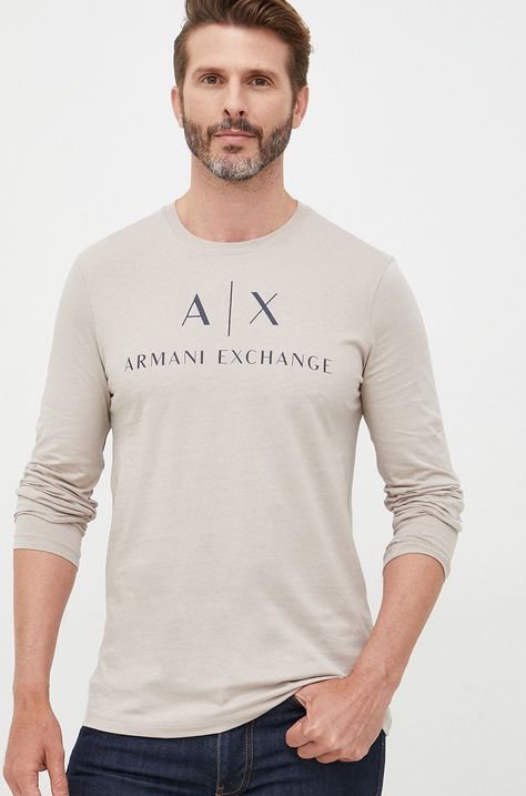 Памучна блуза с дълги ръкави Armani Exchange