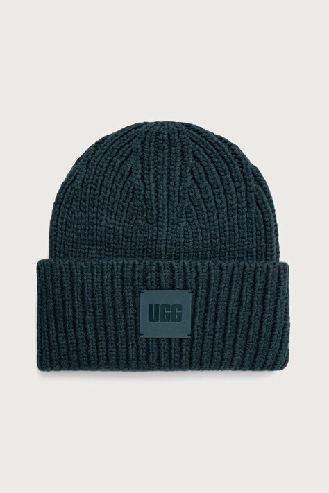 UGG Czapka beanie damska z dodatkiem wełny zielona 20061