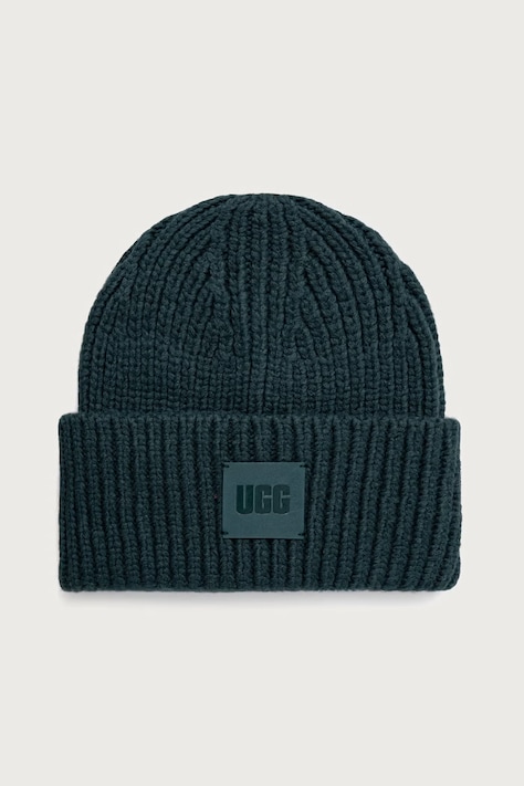 UGG Czapka beanie damska z dodatkiem wełny zielona 20061