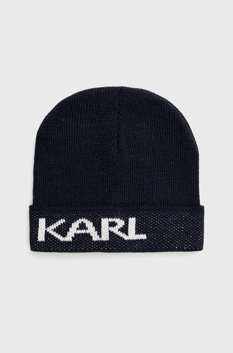 Σκούφος Karl Lagerfeld χρώμα: ναυτικό μπλε
