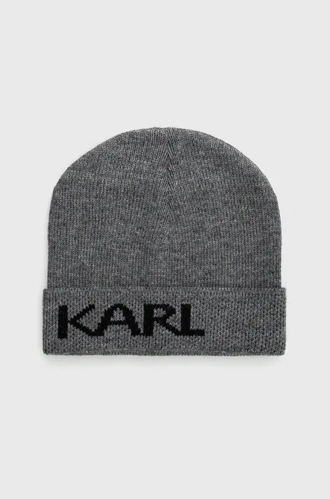 Шапка Karl Lagerfeld колір сірий з тонкого трикотажу