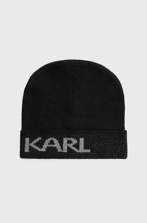 Шапка Karl Lagerfeld колір чорний з тонкого трикотажу