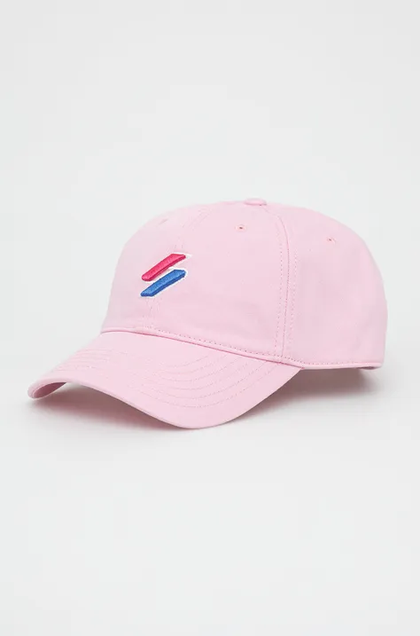 Pamučna kapa Superdry boja: ružičasta
