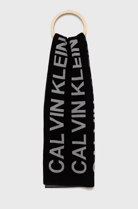Čiapka a šál Calvin Klein Jeans čierna farba