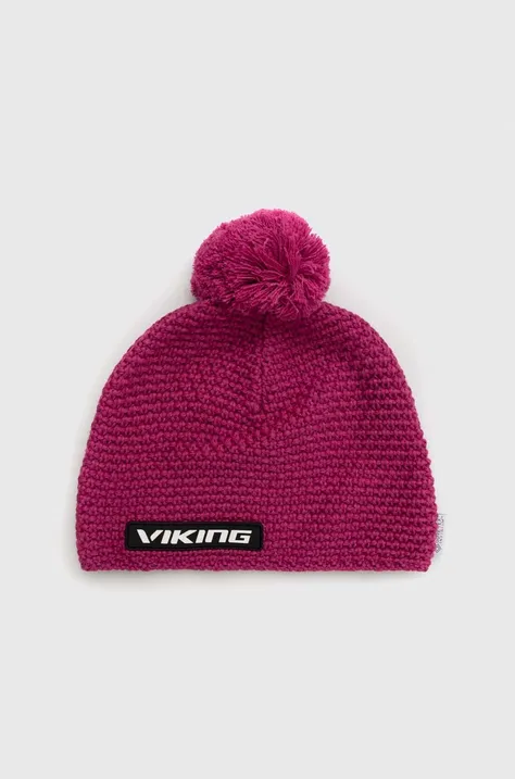 Viking czapka kolor różowy wełniana