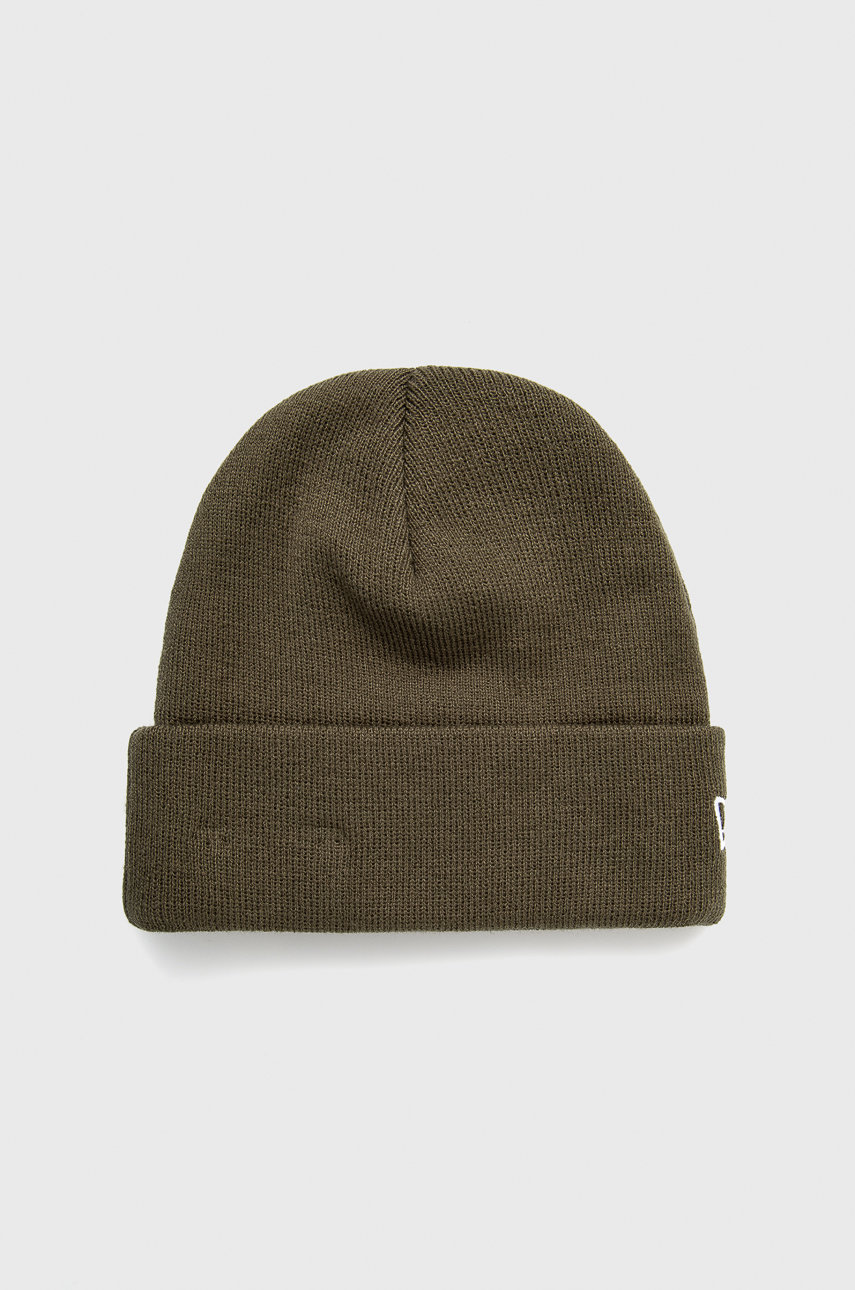 New Era Czapka kolor zielony z grubej dzianiny