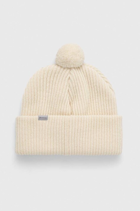 Houdini caciula de lana culoarea bej, de lana, din tricot gros