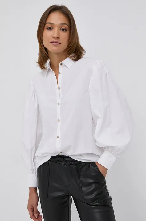 Bavlnená košeľa Morgan dámska, biela farba, regular, s klasickým golierom