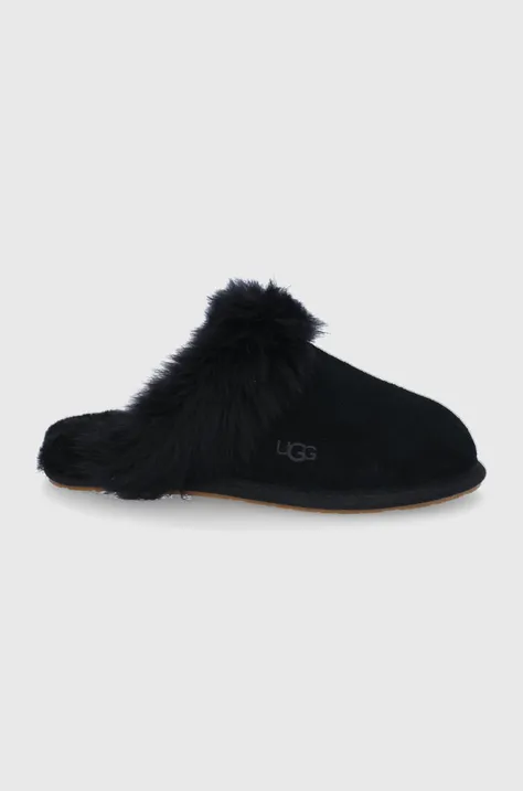 Kućne papuče od brušene kože UGG Scuff Scuffette II boja: crna, 1122750.BLK