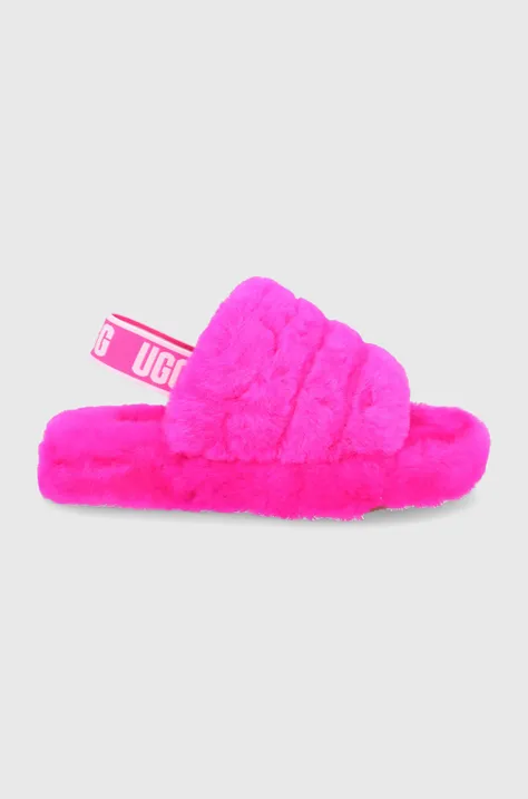 UGG Kapcie wełniane dziecięce Fluff Yeah Slide kolor różowy