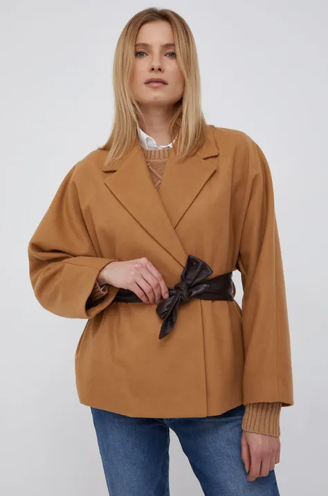 Куртка Sisley колір коричневий перехідна oversize