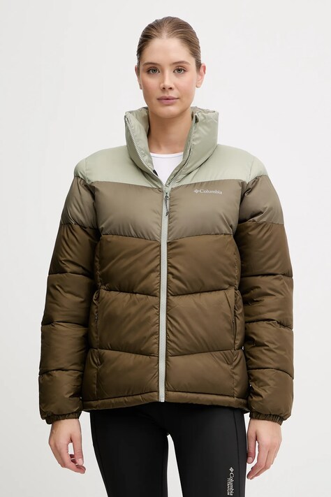 Columbia kurtka Puffect Color Block Jkt damska kolor zielony zimowa 1955101
