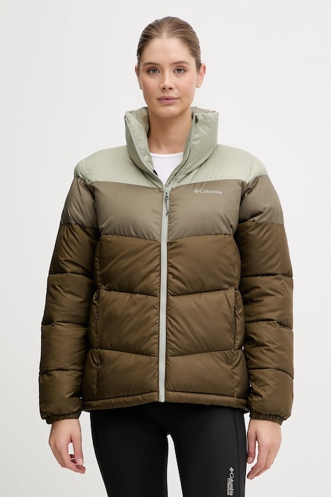 Bunda Columbia Puffect Color Block Jkt dámska, zelená farba, zimná, 1955101