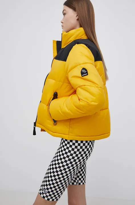 Superdry kurtka damska kolor żółty zimowa