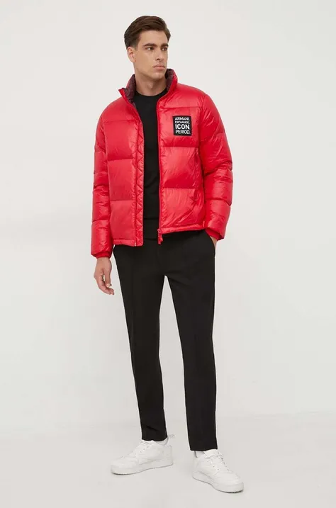 Armani Exchange kurtka puchowa męska kolor czerwony zimowa