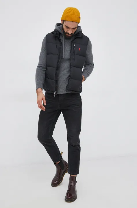 Пухова безрукавка Polo Ralph Lauren чоловічий колір чорний зимовий