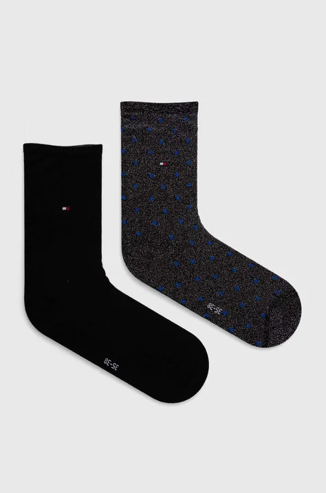 Čarape Tommy Hilfiger 2-pack za žene, boja: crna