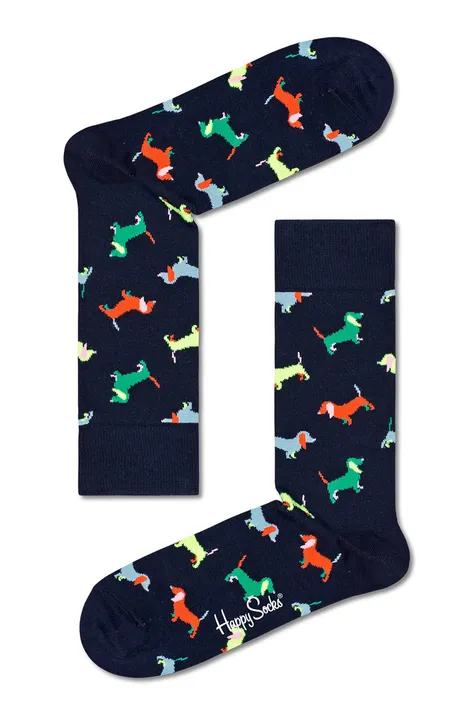 Čarape Happy Socks Puppy Love za žene, boja: plava