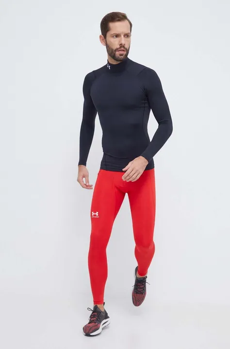 Under Armour legginsy treningowe kolor czerwony gładkie